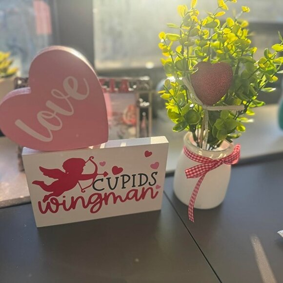 NEW Valentines Day Decorations Tiered Tray Decor, Cupid Heart Sign Mantel Decor - Picture 2 of 7